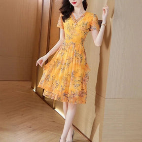 Vestido Bellevoile™ em Popelina Floral com Movimento Leve