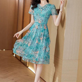 Vestido Bellevoile™ em Popelina Floral com Movimento Leve