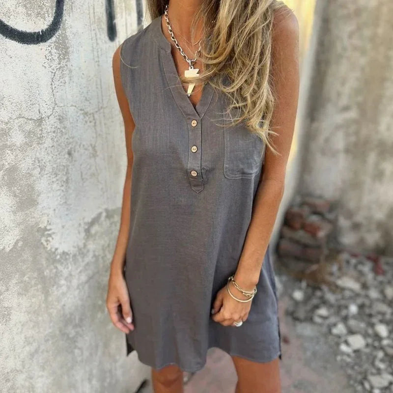 Vestido Mallorca™ em Linho de Algodão com Caimento Confortável