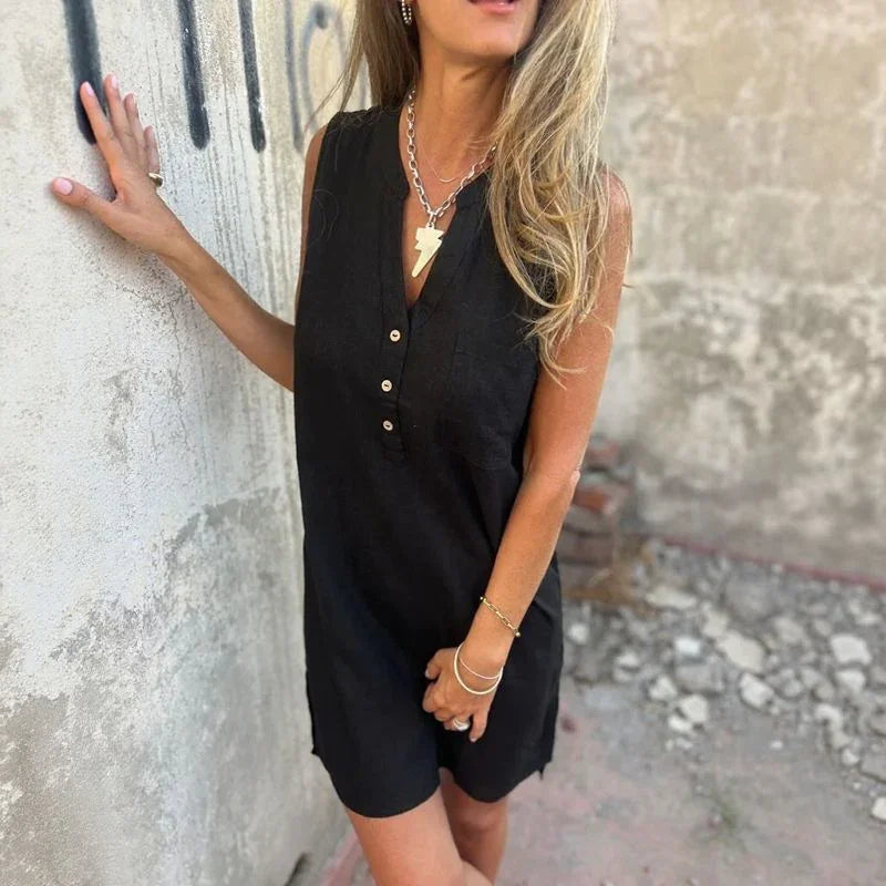 Vestido Mallorca™ em Linho de Algodão com Caimento Confortável