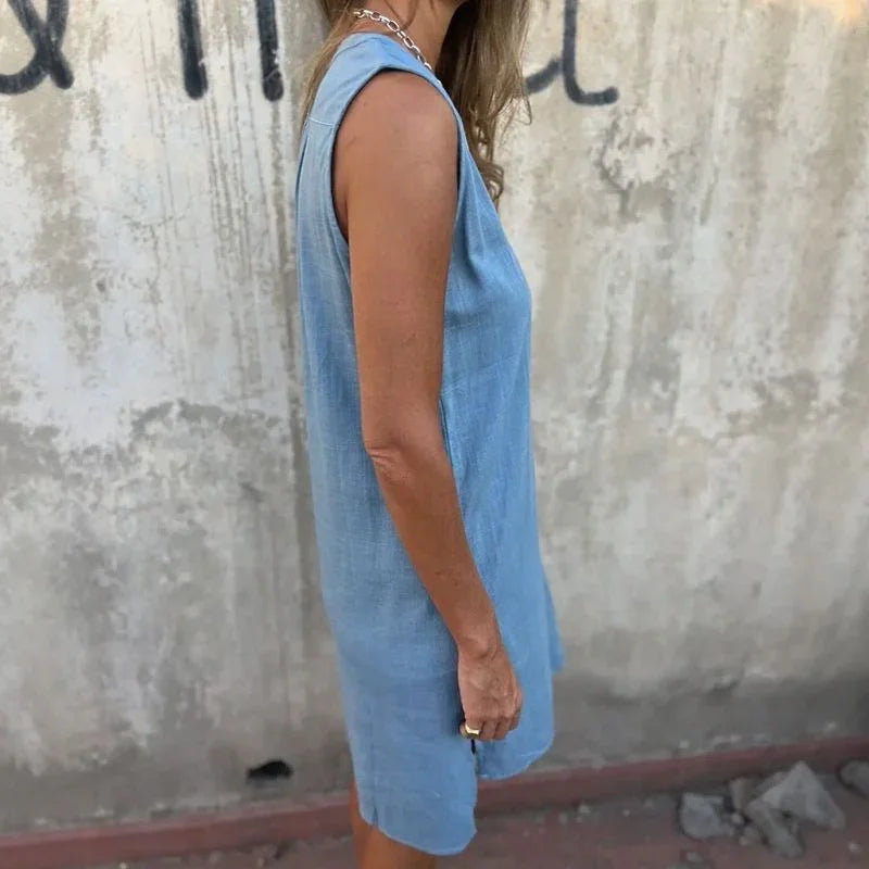 Vestido Mallorca™ em Linho de Algodão com Caimento Confortável