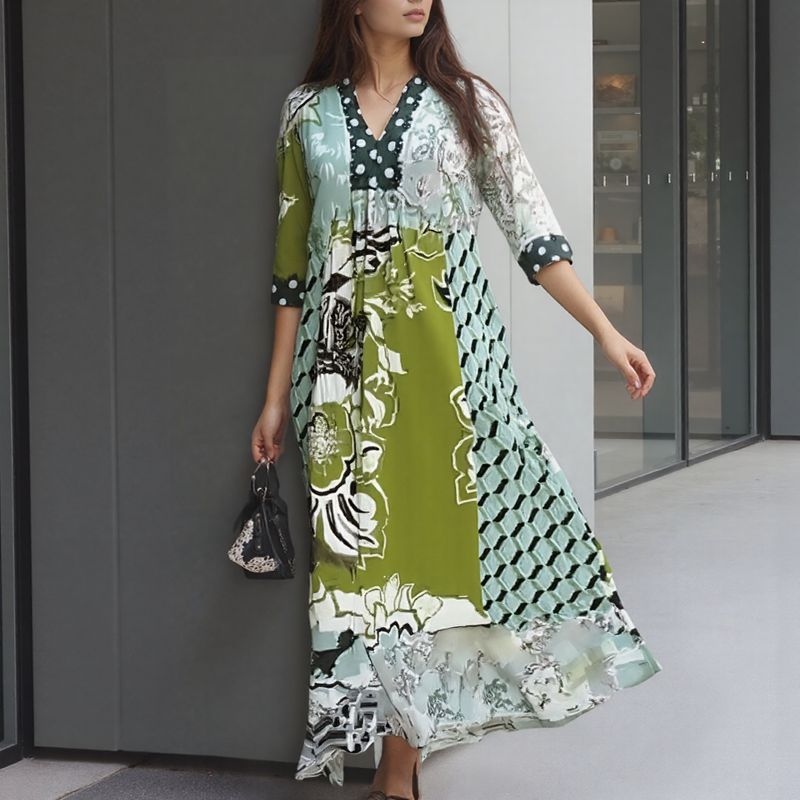 Vestido Palermo™ em Malha Acetinada com Estampa Floral Abstrata