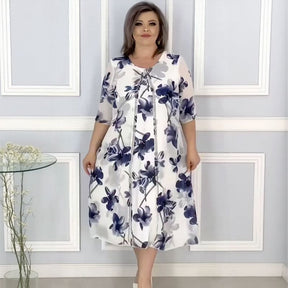 Vestido Magnolia Belle™ com Dupla Camada e Estampa Floral Aérea