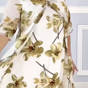 Vestido Magnolia Belle™ com Dupla Camada e Estampa Floral Aérea