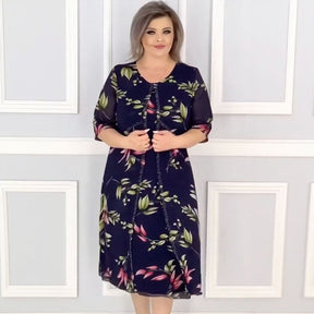 Vestido Magnolia Belle™ com Dupla Camada e Estampa Floral Aérea