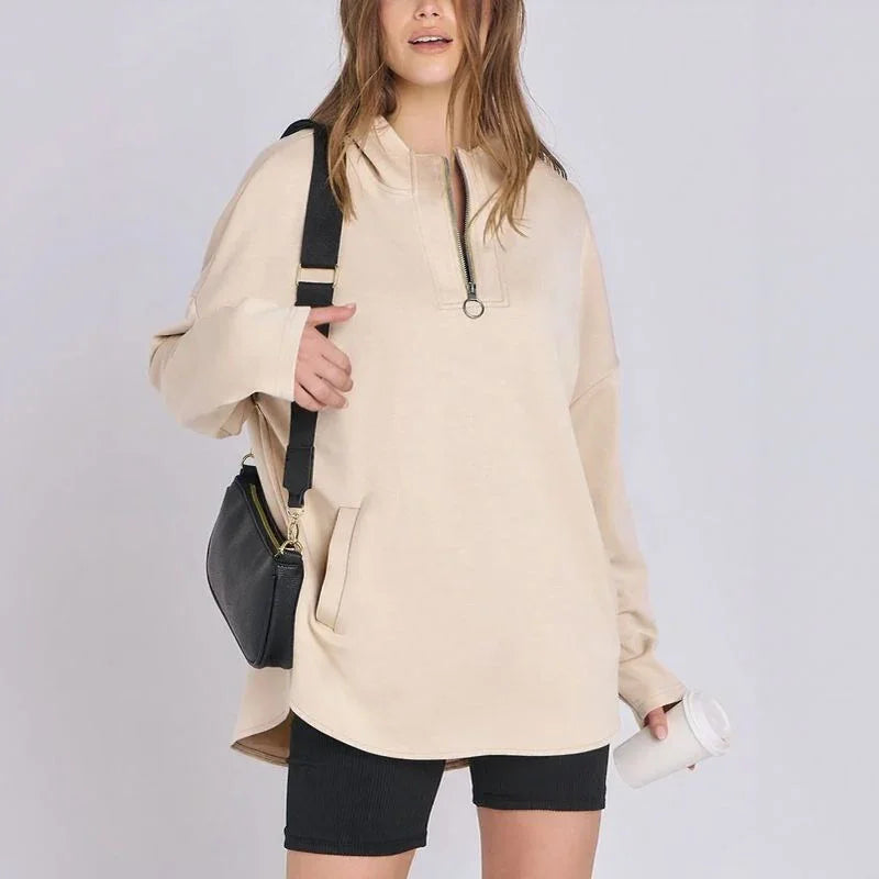 Moletom Estilo Túnica Aurelia™ em Malha Premium com Zíper ¼