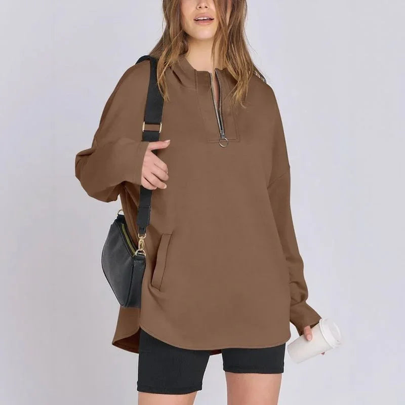 Moletom Estilo Túnica Aurelia™ em Malha Premium com Zíper ¼