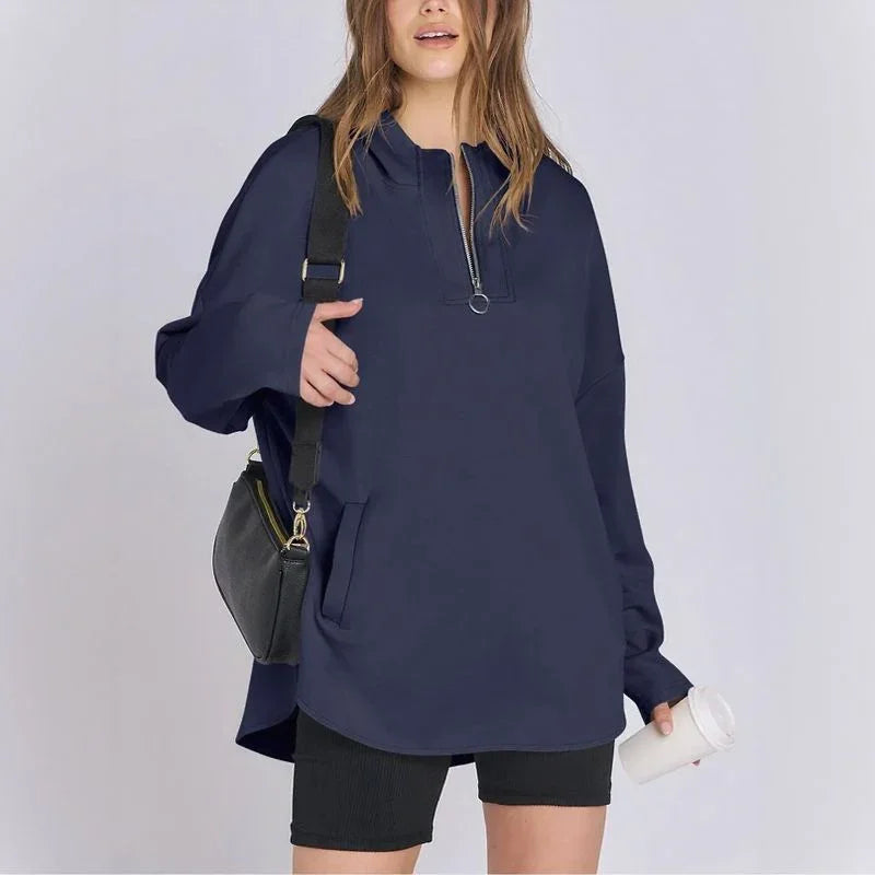 Moletom Estilo Túnica Aurelia™ em Malha Premium com Zíper ¼