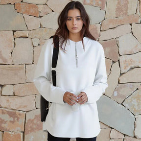 Moletom Estilo Túnica Aurelia™ em Malha Premium com Zíper ¼