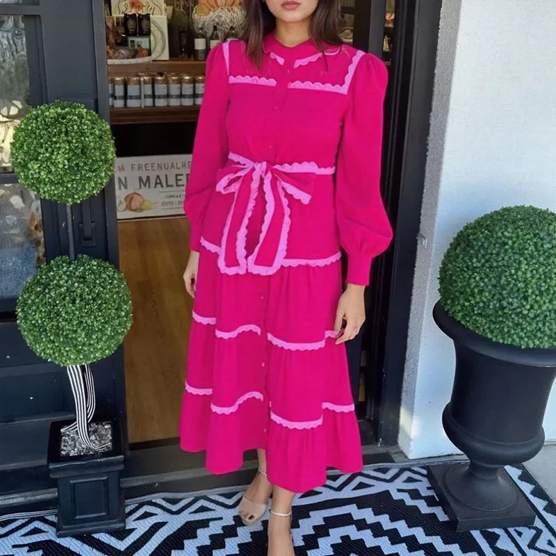 Vestido Walga™ Estilo Retrô Europeu em Veludo Cotelê