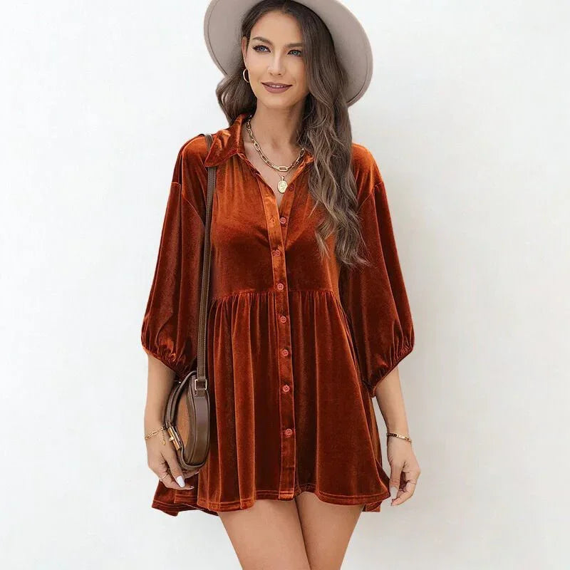 Camisa Elisabette™ em Veludo Acetinado Premium