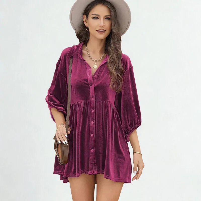 Camisa Elisabette™ em Veludo Acetinado Premium