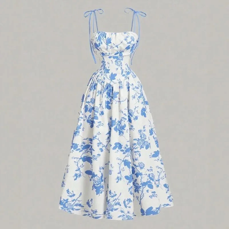 Vestido Violetta™ com Estampa Floral e Saia Ampla Confortável