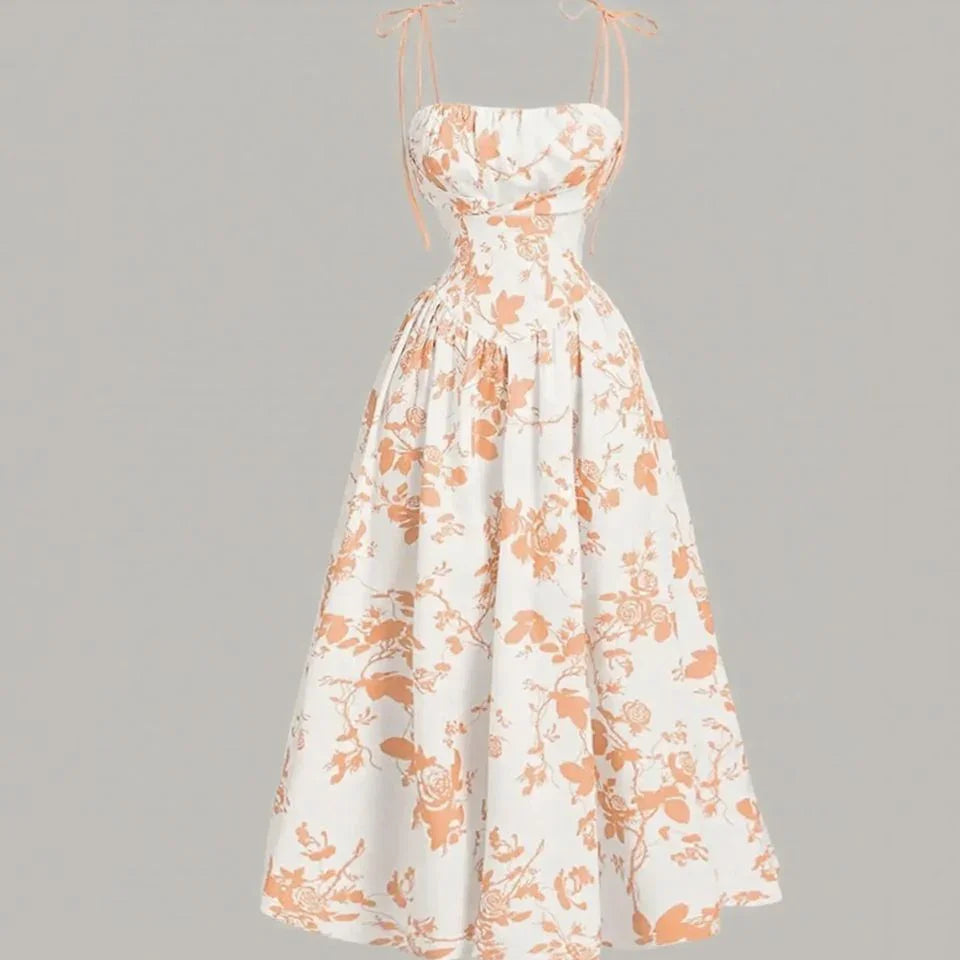 Vestido Violetta™ com Estampa Floral e Saia Ampla Confortável
