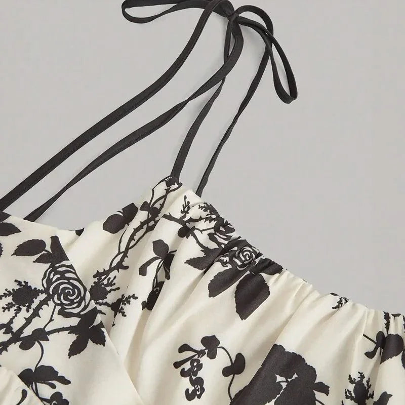 Vestido Violetta™ com Estampa Floral e Saia Ampla Confortável