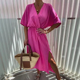 Vestido Fiore™ em Viscose Arejada com Decote Transpassado