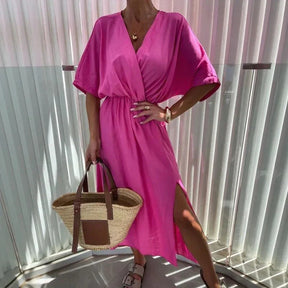 Vestido Fiore™ em Viscose Arejada com Decote Transpassado