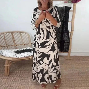 Vestido Mídi Longo Nerina™ com Estampa Floral Abstrata