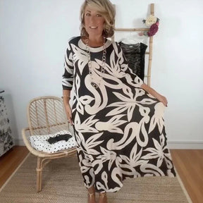 Vestido Mídi Longo Nerina™ com Estampa Floral Abstrata