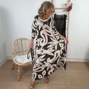 Vestido Mídi Longo Nerina™ com Estampa Floral Abstrata