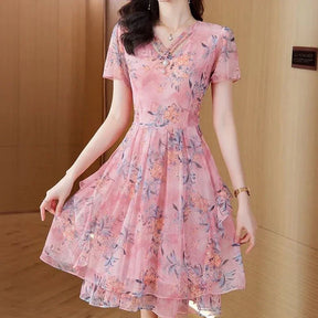 Vestido Bellevoile™ em Popelina Floral com Movimento Leve