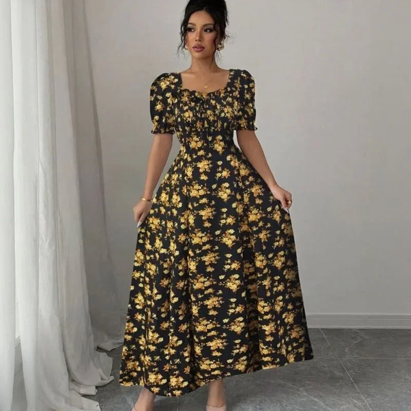 Vestido Camponesa Europeia™ em Algodão com Corte Evasê