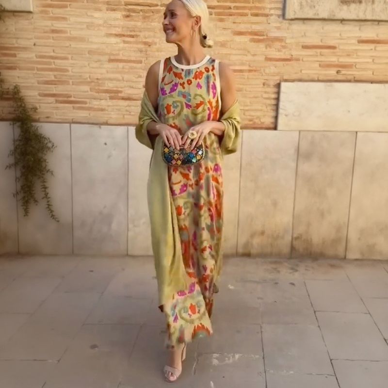 Conjunto Majorie™ em Cetim Artístico com Echarpe de Luxo