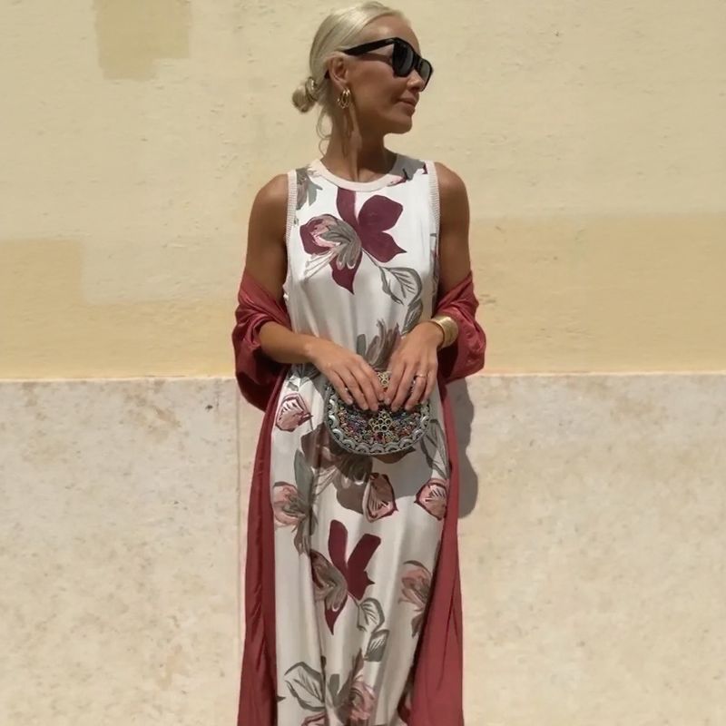 Conjunto Majorie™ em Cetim Artístico com Echarpe de Luxo