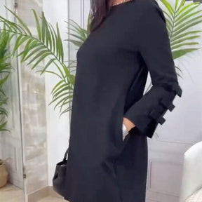 Vestido Maison Noir™ com Mangas Esculpidas e Corte de Alfaiataria